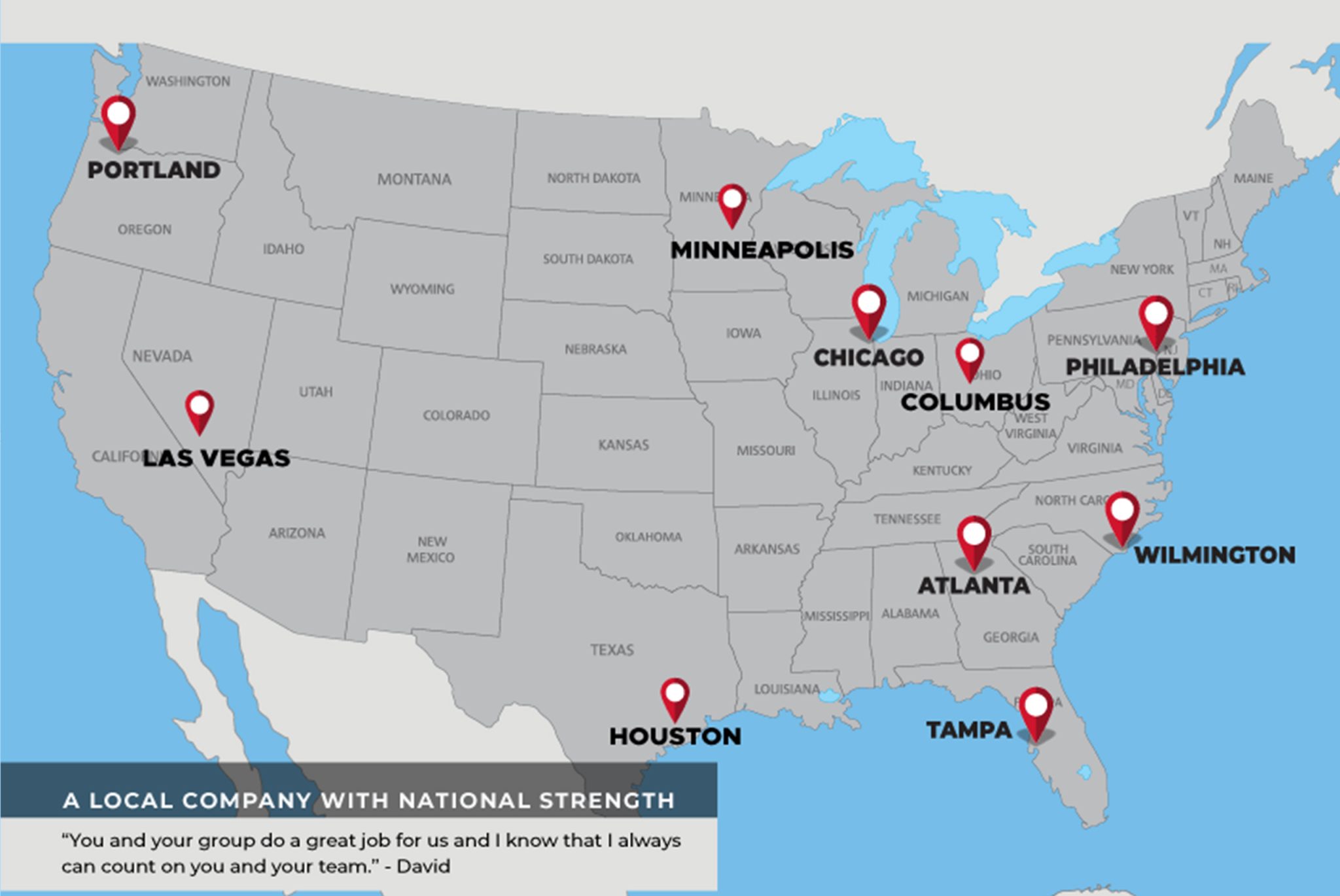 Map of HMF Express locations across the United States